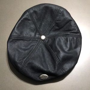 Harley-Davidson Black Leather Cap/Beret Size M